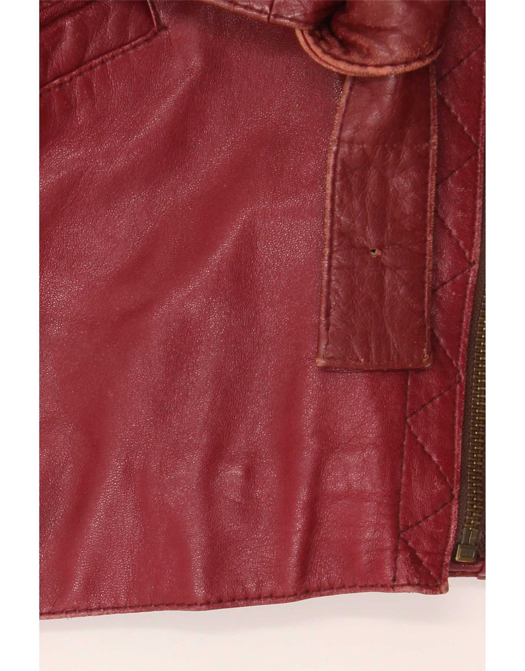Vintage mujer chaqueta biker de cuero de gran tamaño EU 38 Medio Borgoña