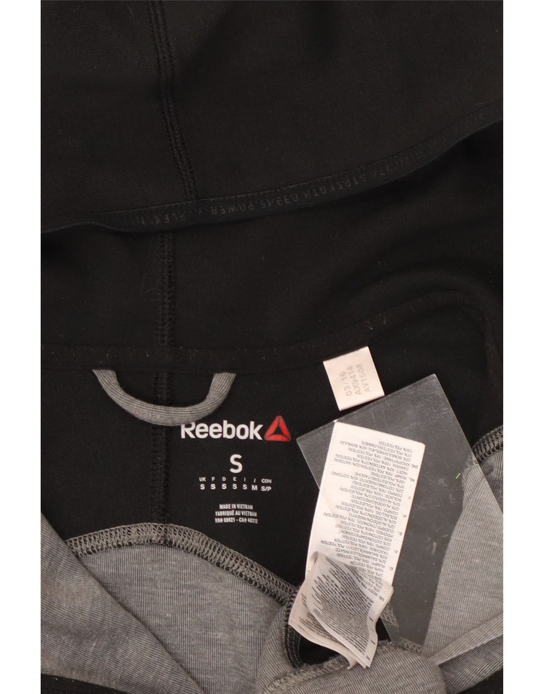 REEBOK Suéter con capucha y cremallera para hombre Pequeño Gris Colorblock Poliéster