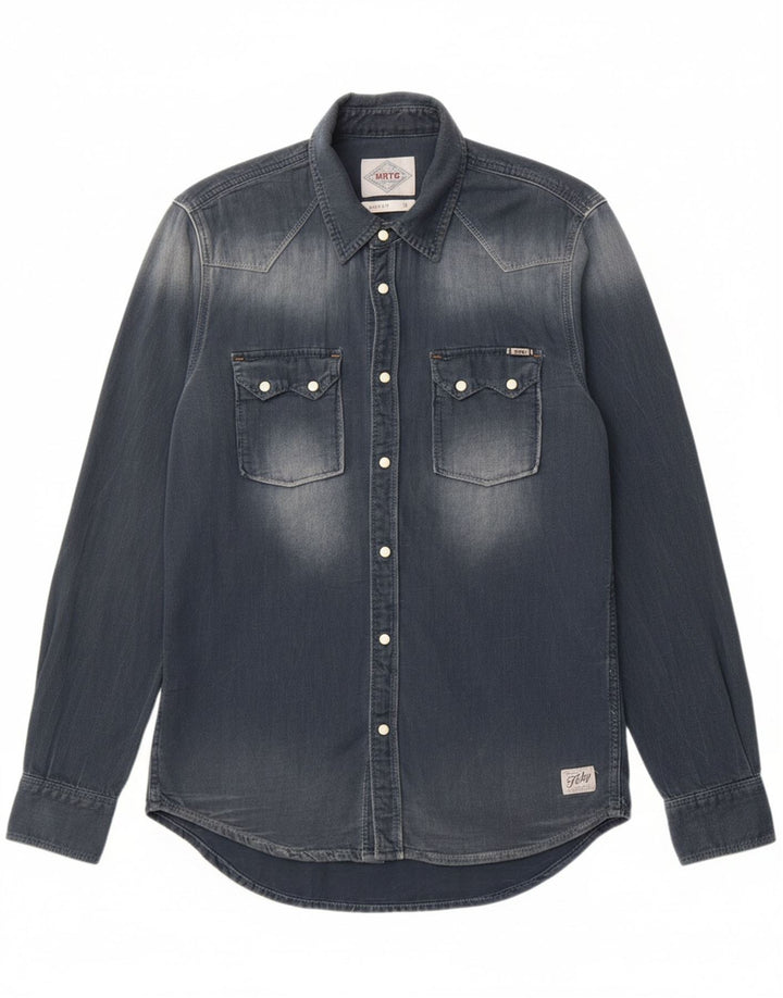 PEPE JEANS Mens Slim Fit Denim Shirt Medium Navy Blue