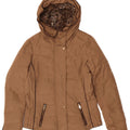 Zara Mujer Chaqueta Acolchada Con Capucha UK 44 Poliéster Beige Medio