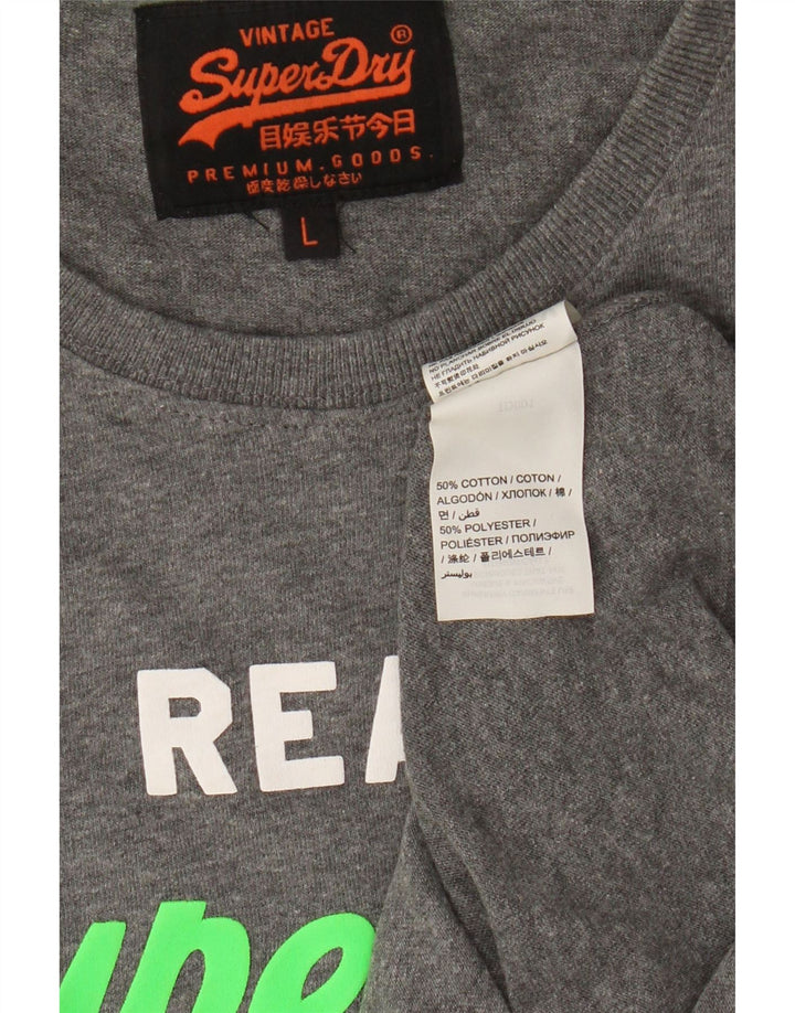 Superdry Camiseta gráfica para hombre Top grande de algodón gris