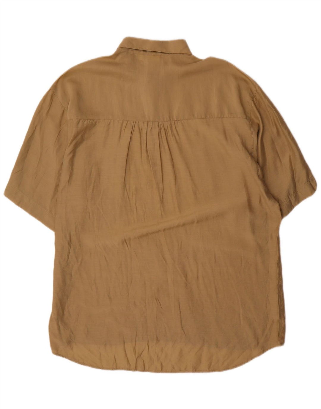 Vintage hombres manga corta pullover camisa grande algodón beige