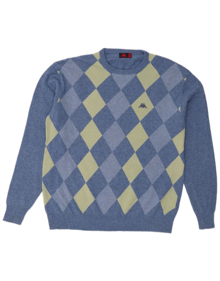 Kappa - Jersey de cuello redondo para hombre, talla 2XL, lana azul Argyle/Diamond