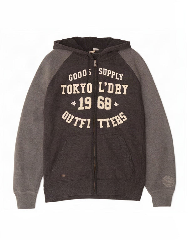 Superdry Hombre Sudadera Con Capucha Y Cremallera Gráfica De Algodón Gris Color Block Grande