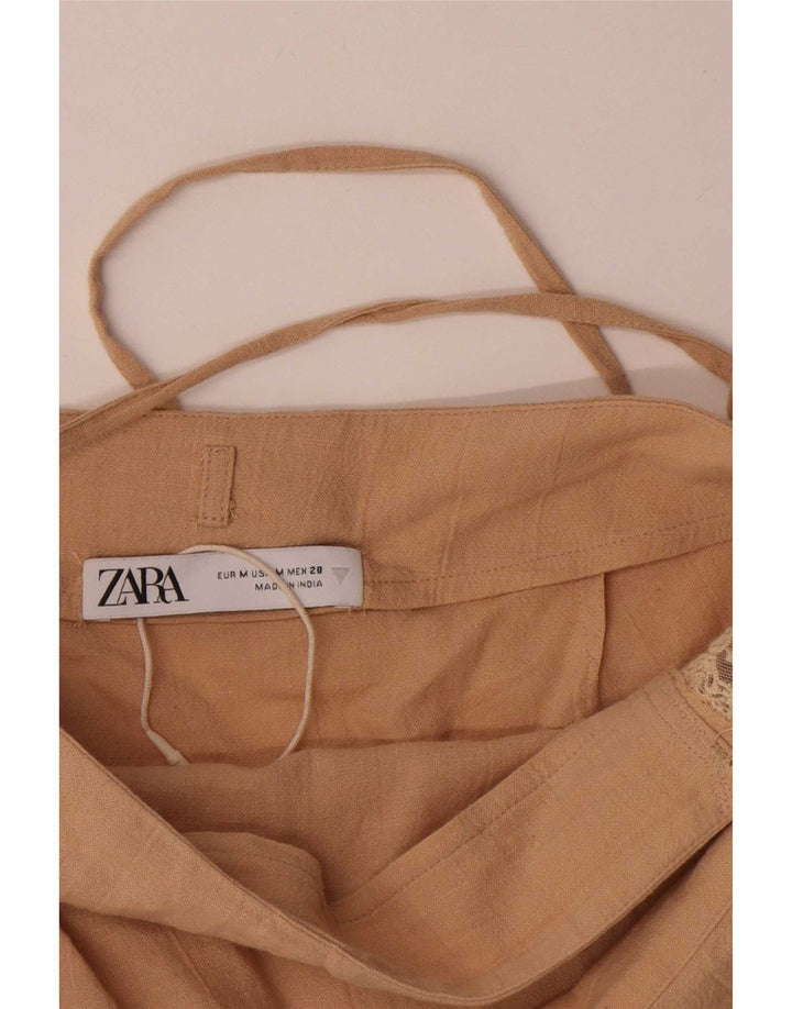 Zara Mujer Falda Cruzada Mediana W30 Algodón Beige