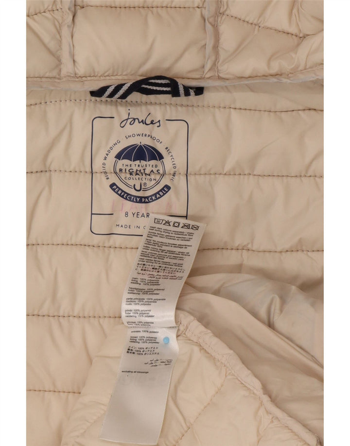 JOULES Chaqueta acolchada con capucha para niña 7-8 años Blanco roto color block