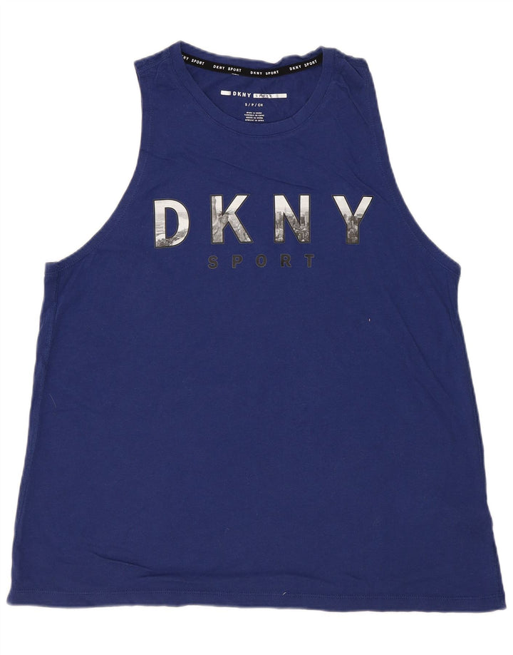 DKNY Hombre Camiseta Sin Mangas Estampada Pequeña Algodón Azul
