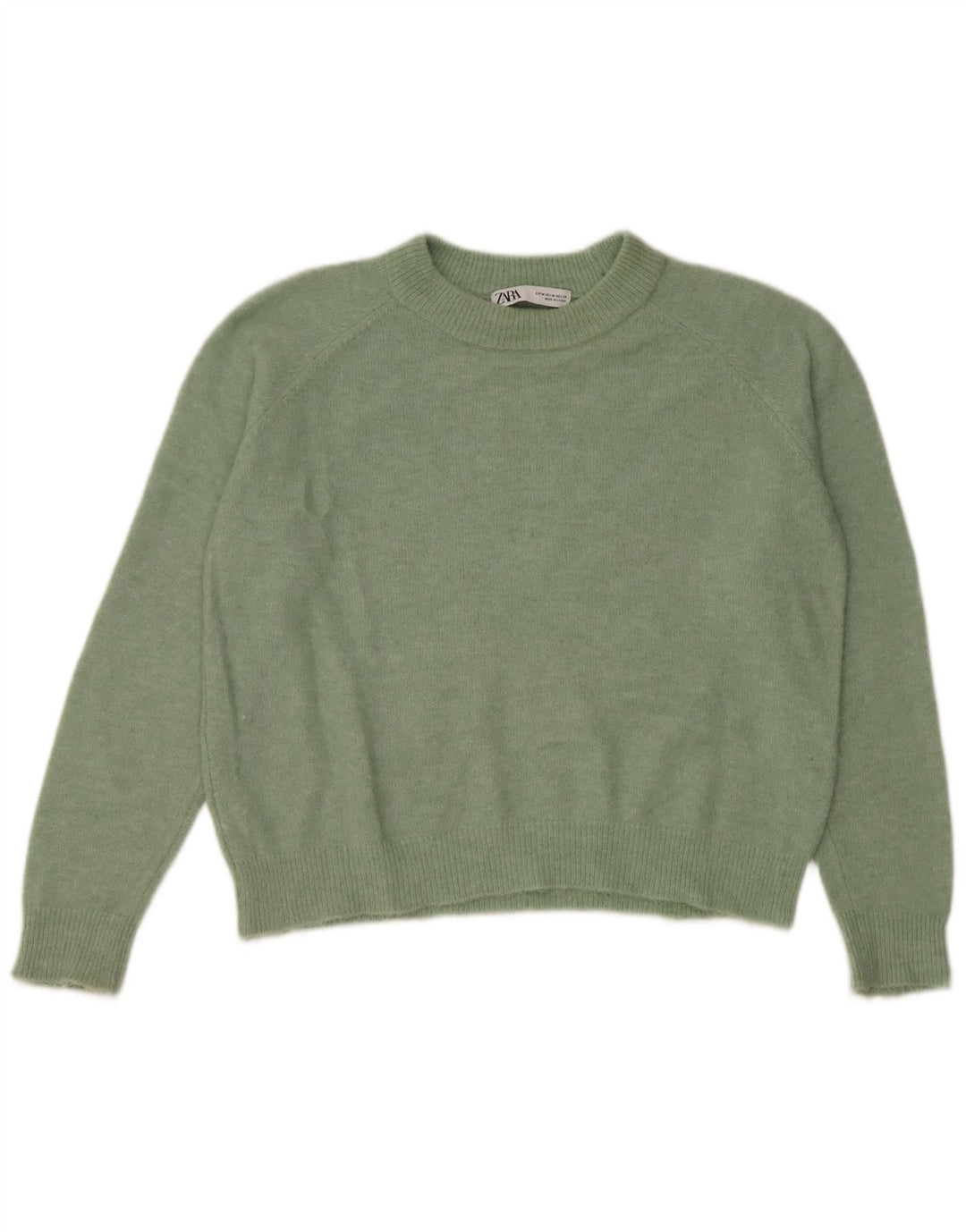 ZARA Womens Oversized Crew Neck Jumper Sweater UK 14 Medium Green