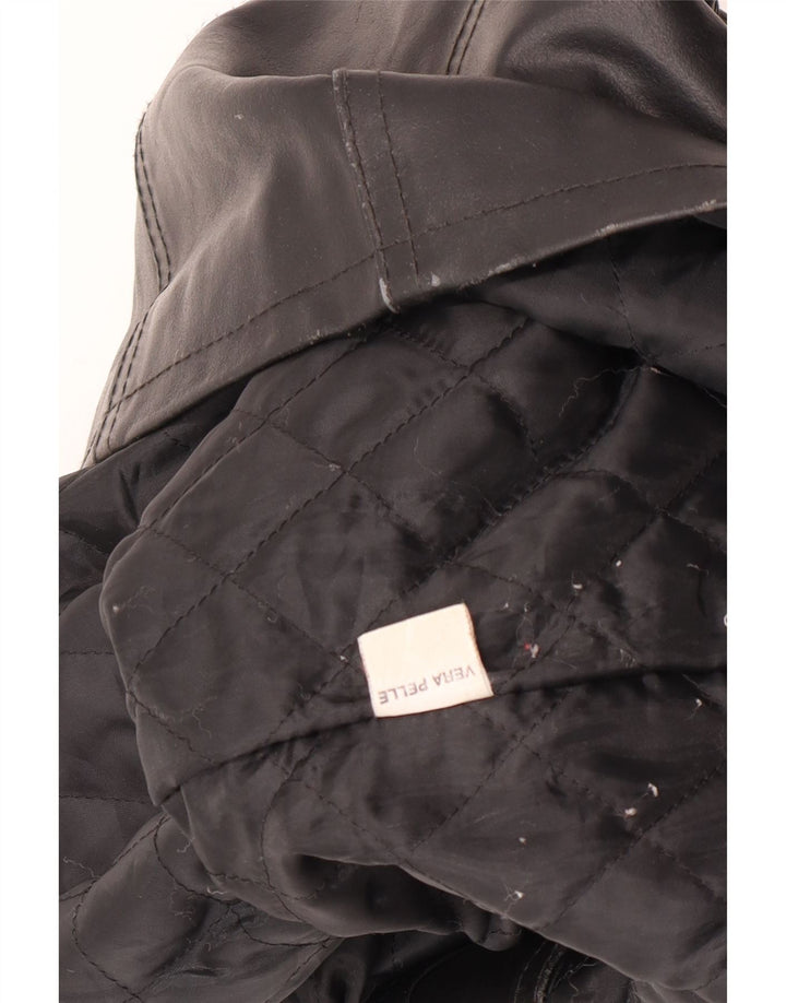 Bayside Chaqueta de cuero para mujer UK 10 Small Black