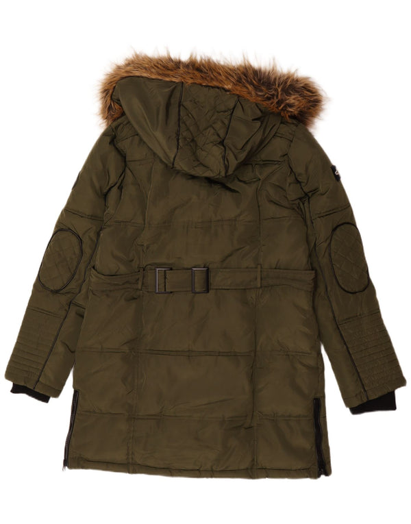 Chaqueta acolchada con capucha para mujer Noruega UK 46 Poliéster caqui grande
