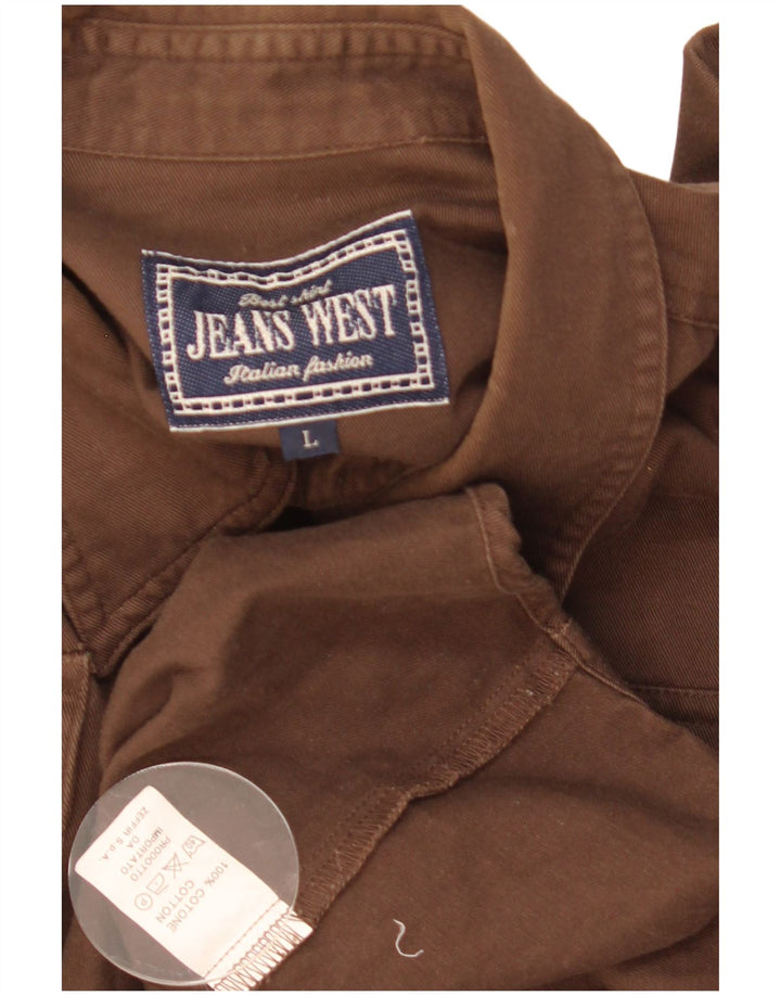 Camisa vintage para hombre de algodón marrón grande