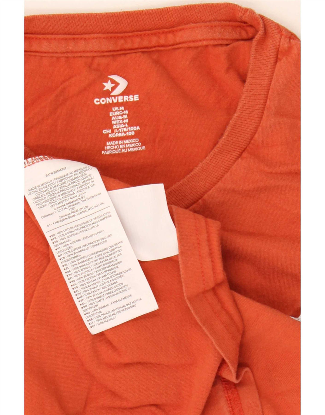 Camiseta Converse Hombre Top Medium Naranja Algodón