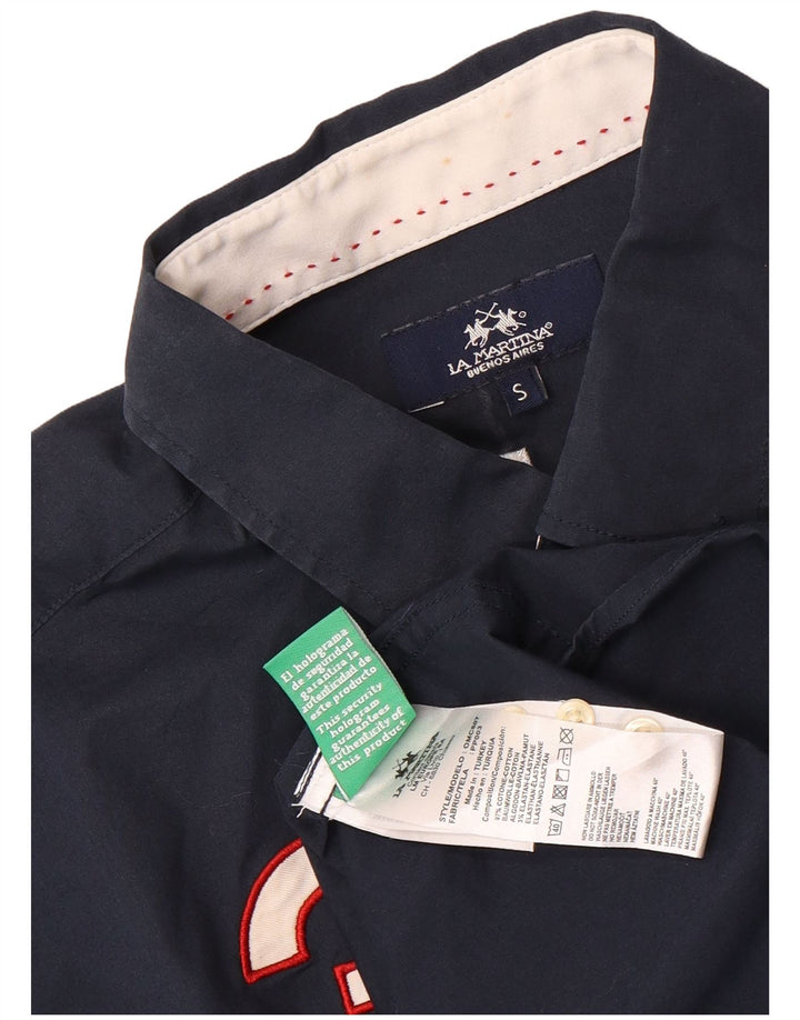 La Martina Hombre Camisa Estampada Small Azul Marino Algodón