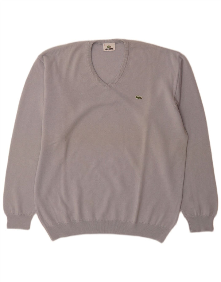 Lacoste - Jersey con cuello en V para hombre, talla 5, lana virgen azul grande