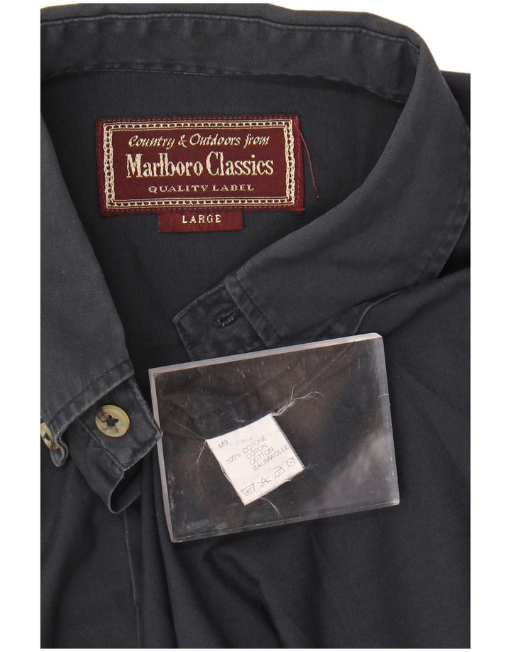 MARLBORO CLASSICS Camisa de manga corta para hombre grande azul marino algodón