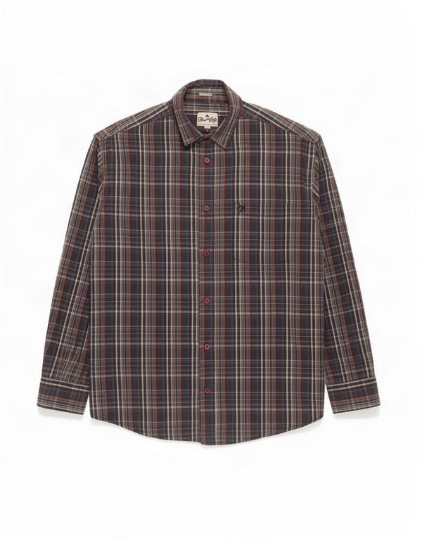 Wrangler Mens Casual Fit Shirt Large Navy Blue Plaid Cotton