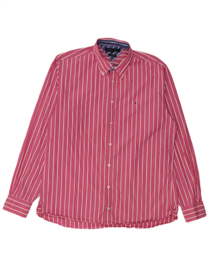 Camisa Tommy Hilfiger Custom Fit de algodón a rayas rosa grande para hombre