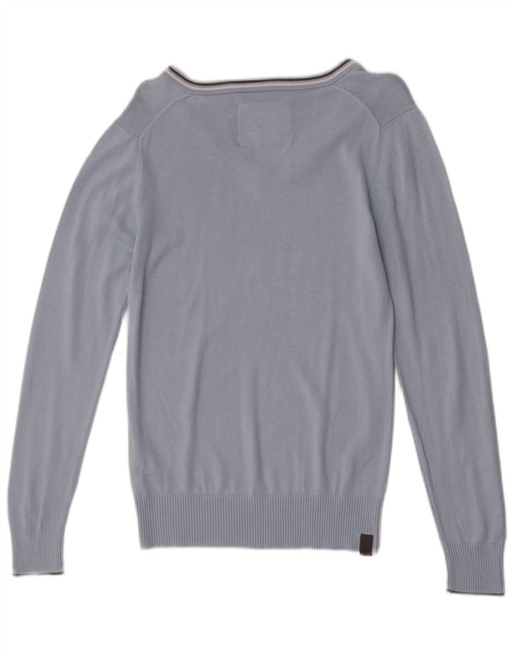 G-Star Hombre Jersey con Cuello en V Jersey de Algodón Azul Medio