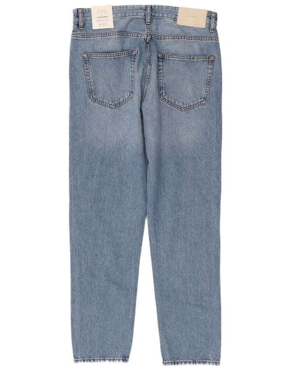 Zara Mens Slim Tapered Jeans EU 40 Medium W31 L30 Algodón Azul