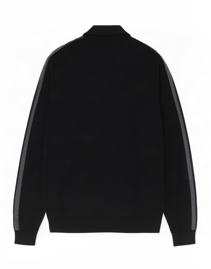 Marks & Spencer Jersey con cuello y cremallera para hombre XL Negro Colorblock