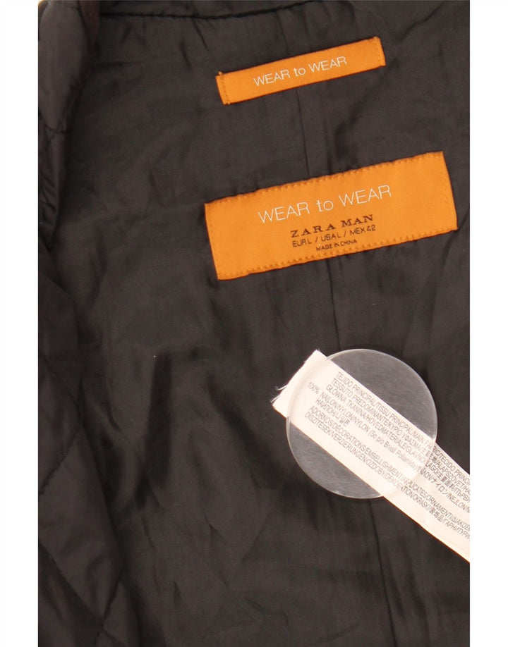 Chaleco acolchado ZARA para hombre UK 40 Large Nylon negro