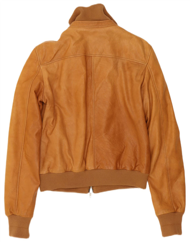 Massimo Rebecchi Chaqueta Bomber De Piel Para Mujer IT 44 Marrón Medio