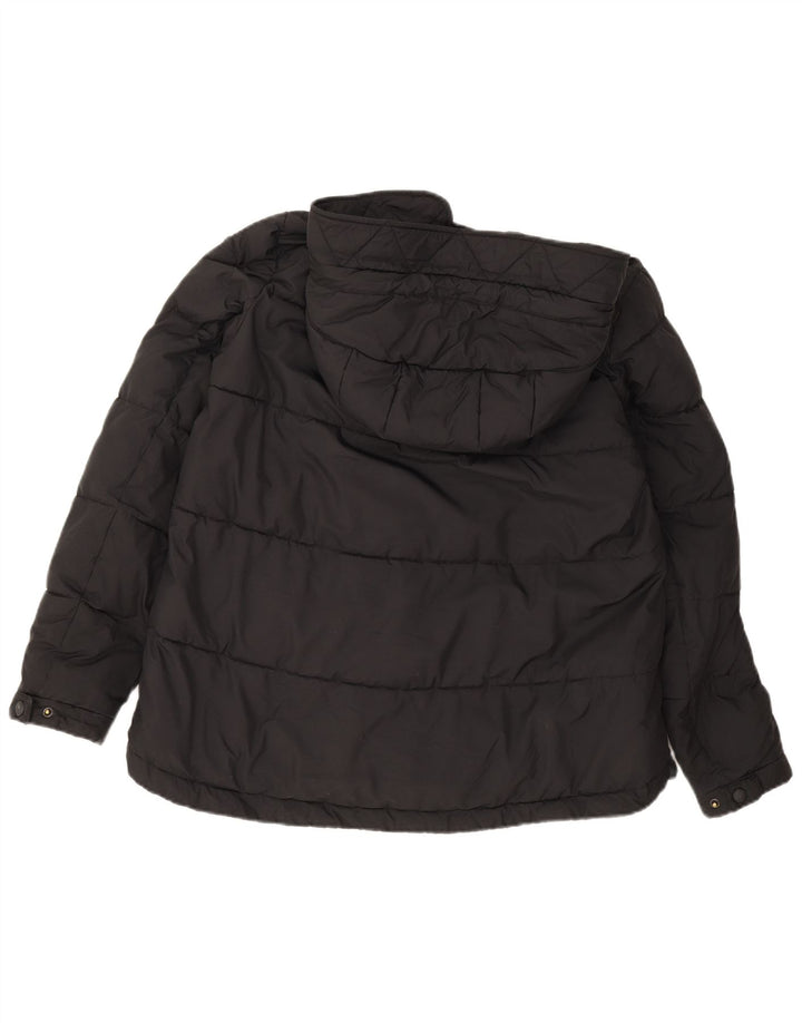 Blauer Chaqueta Acolchada Extragrande con Capucha para Mujer UK 10 Small Poliéster Negro