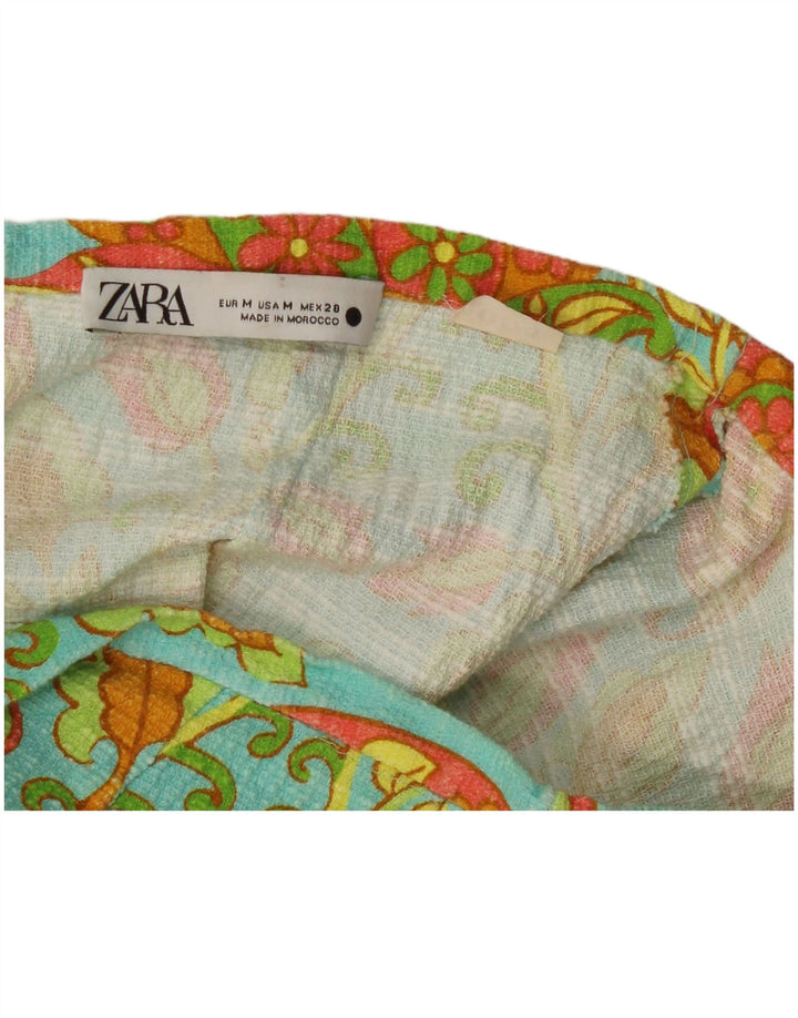 Zara Mujer Falda Midi Mediana W28 Azul Paisley