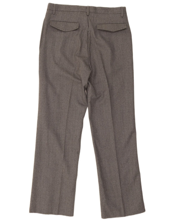 Sisley Pantalones de traje rectos para hombre IT 46 Small W28 L29 Acetato gris