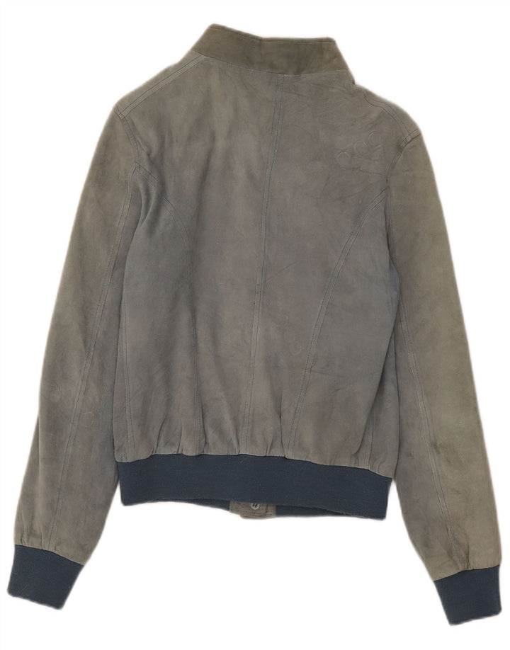 Emanuele Curci Chaqueta bomber de ante para mujer IT 44 Bloque de color gris medio