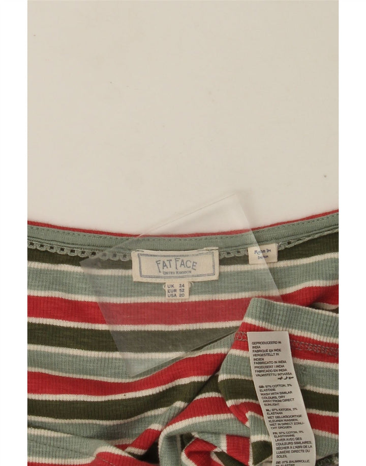 Blusa corta para mujer Fat Face UK 24 4XL Algodón a rayas verdes