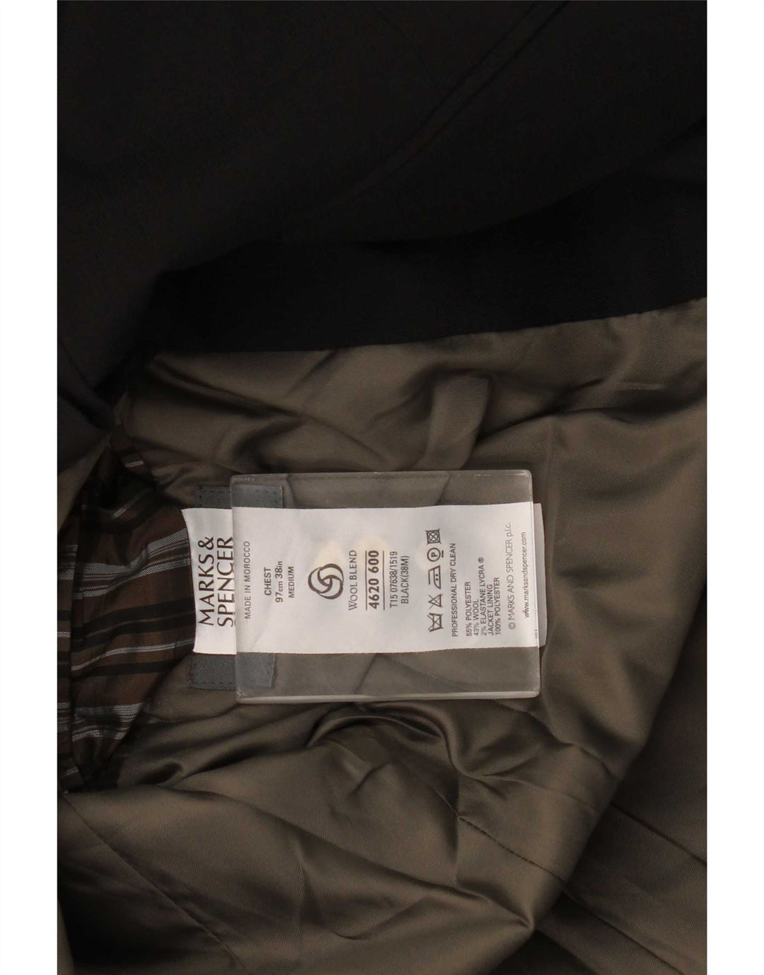 Marks & Spencer Chaqueta tipo blazer de 3 botones para hombre UK 38 Mediano Poliéster negro