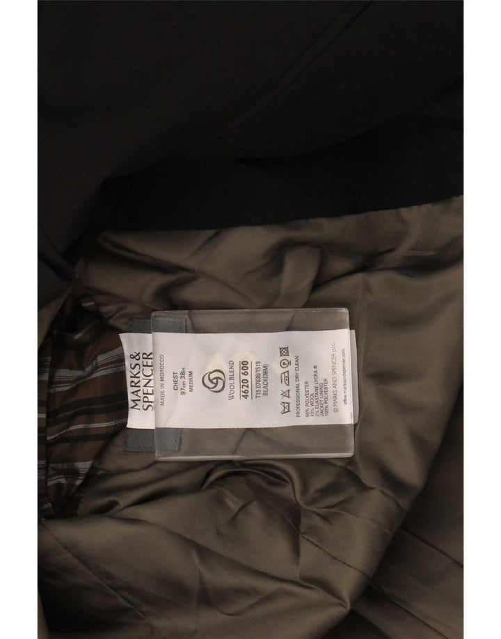 Marks & Spencer Chaqueta tipo blazer de 3 botones para hombre UK 38 Mediano Poliéster negro