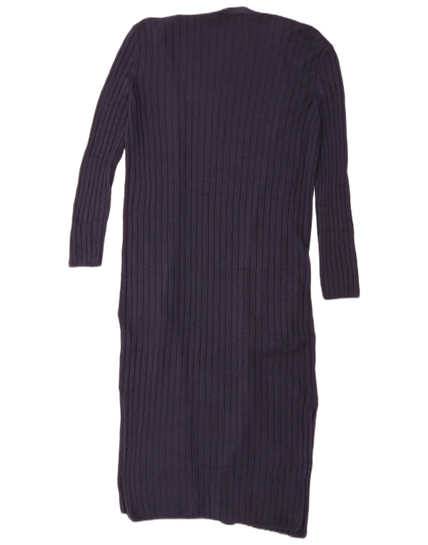 Marks & Spencer Womens Longline Cardigan Sweater UK 10 Small Navy Blue