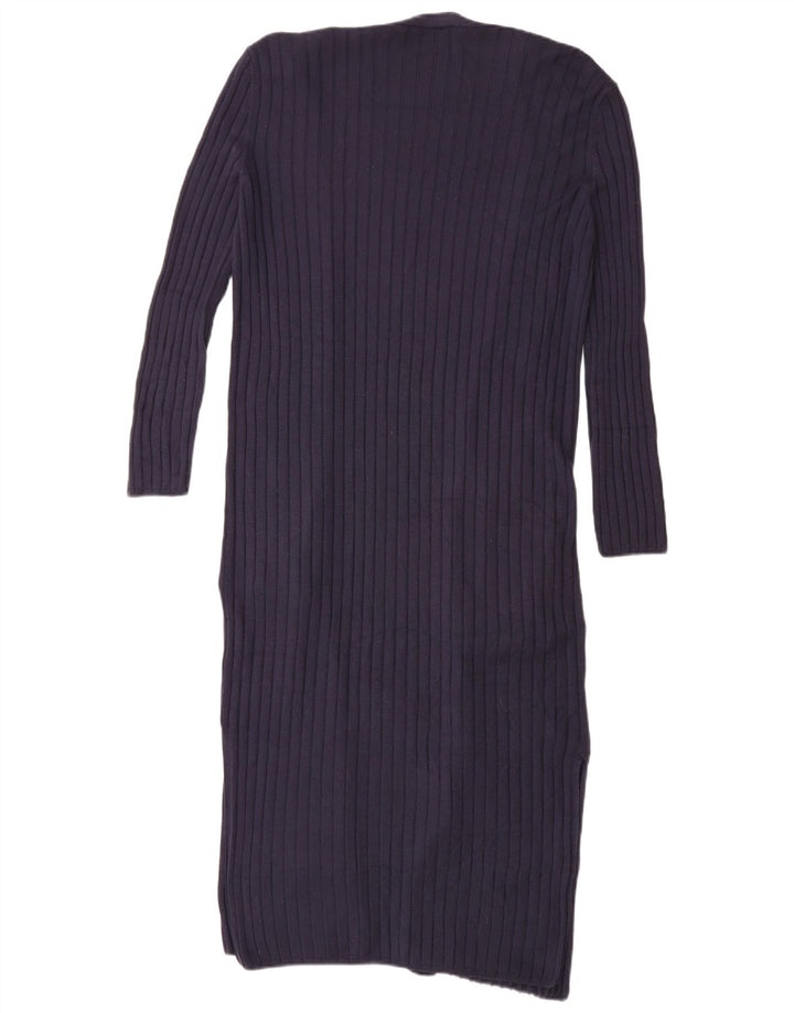 Marks & Spencer Suéter tipo cárdigan largo para mujer UK 10 Small Azul marino