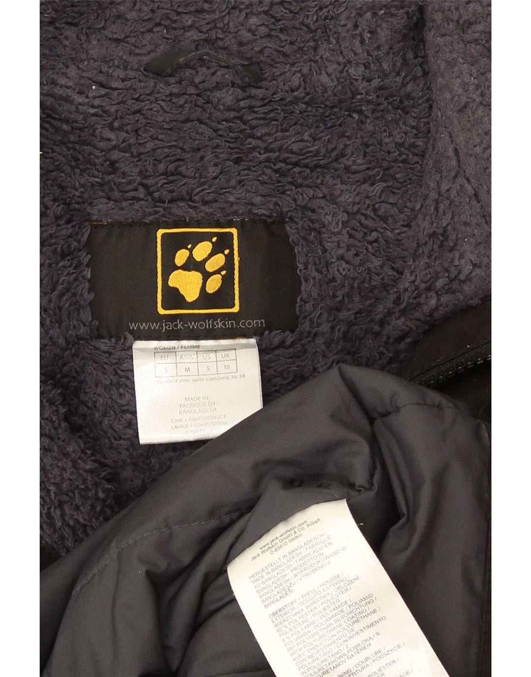 Jack Wolfskin Abrigo cortavientos para mujer UK 10 Small Poliéster negro