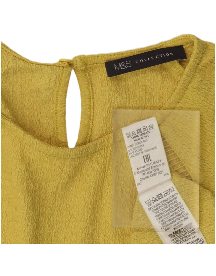 Marks & Spencer Camiseta de manga larga para mujer UK 6 XS Poliéster amarillo