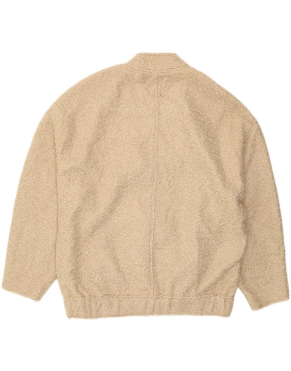 Zara Womens Oversized Bomber Jacket UK 6 XS Beige Polyester