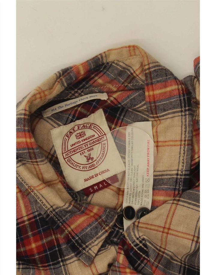 Camisa de franela para hombre de Fat Face Algodón a cuadros beige pequeño