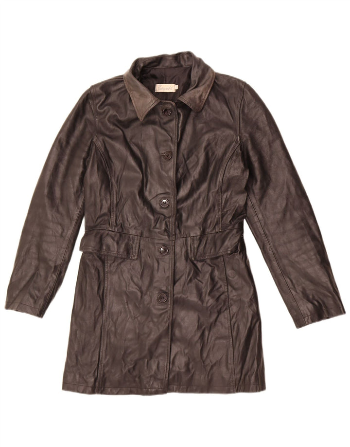 Abrigo de cuero para mujer Bayside UK 12 Cuero negro mediano