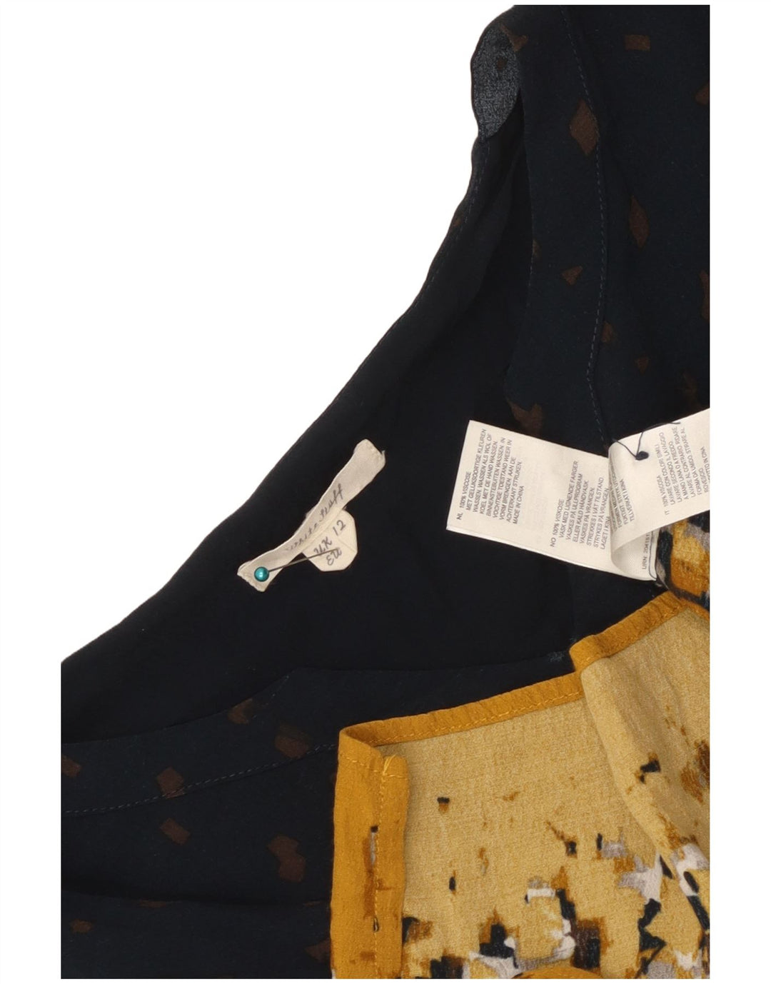White Stuff Vestido recto de manga 3/4 para mujer UK 40 Medio azul marino geométrico