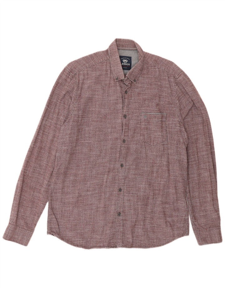 Lerros Camisa Classic Fit De Algodón A Cuadros Burdeos Medio Hombre