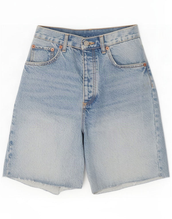Zara Pantalones cortos vaqueros de pierna ancha y cintura alta para mujer EU 38 Small W28 Algodón azul