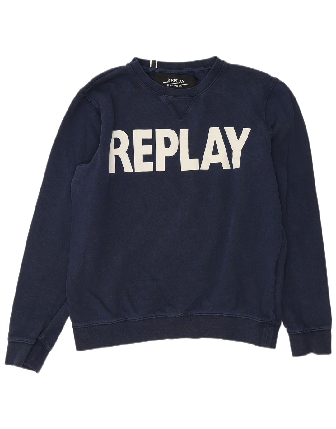 Replay Sudadera con gráfico para hombre, jersey de algodón azul marino grande