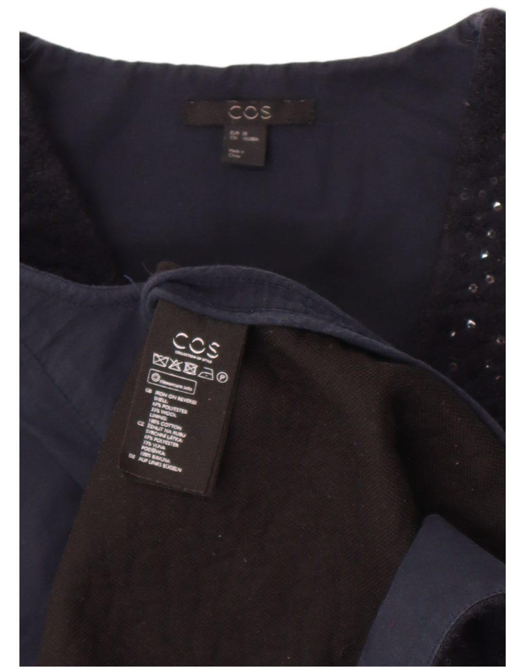 Vestido recto con lentejuelas sin mangas para mujer Cos EU 38 Poliéster azul marino medio