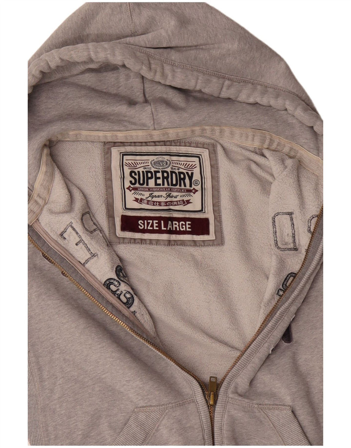 SUPERDRY Suéter con capucha y cremallera gráfica para hombre Algodón gris grande