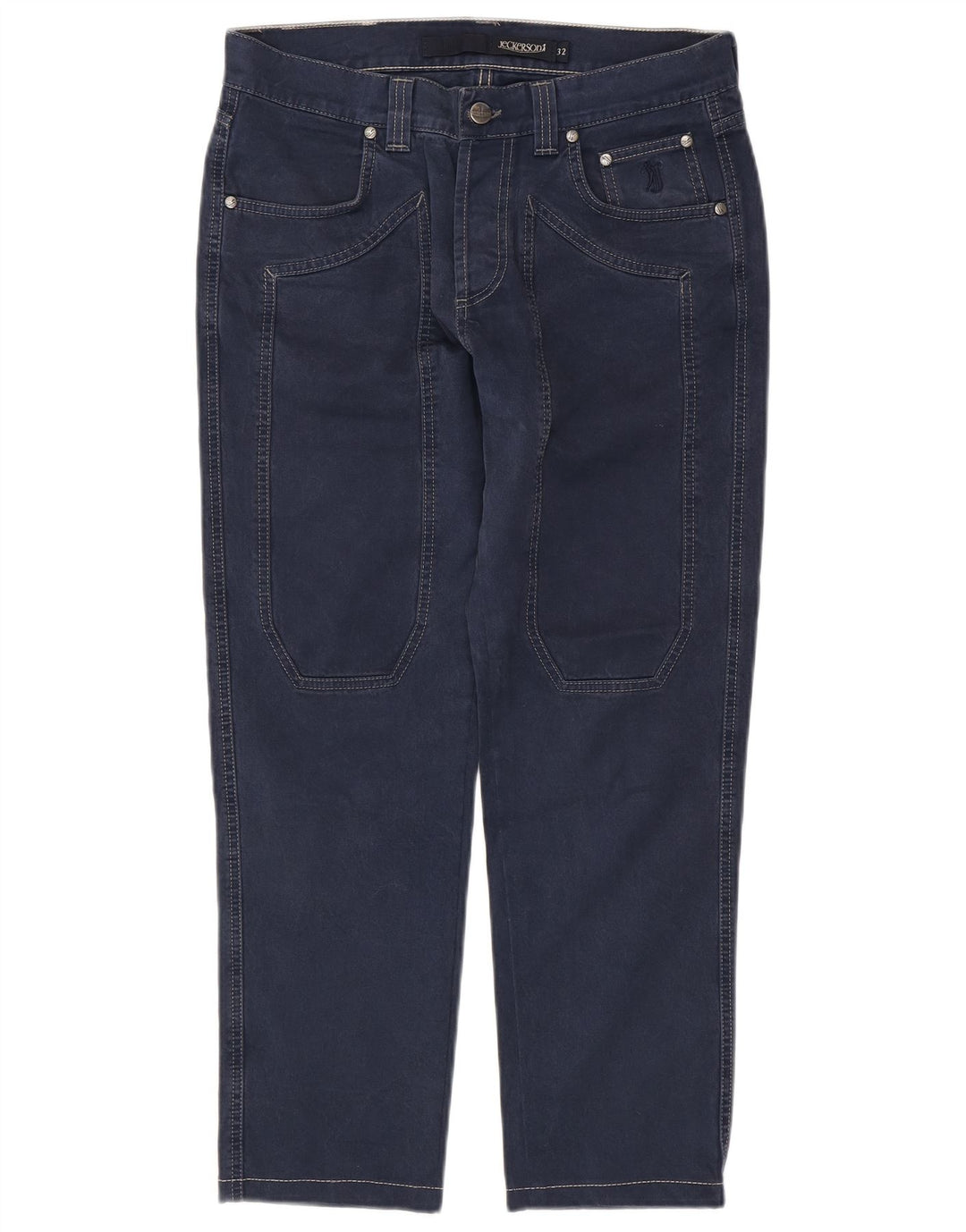 JECKERSON Pantalones casuales delgados para hombre W32 L26 Algodón azul marino