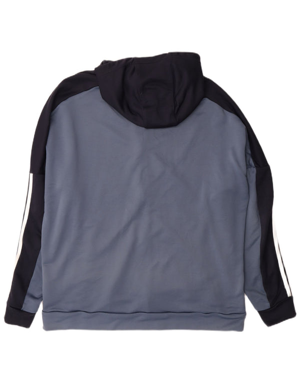 Adidas - Sudadera con capucha y cremallera para hombre, talla 2XL, color azul, poliéster, deportes