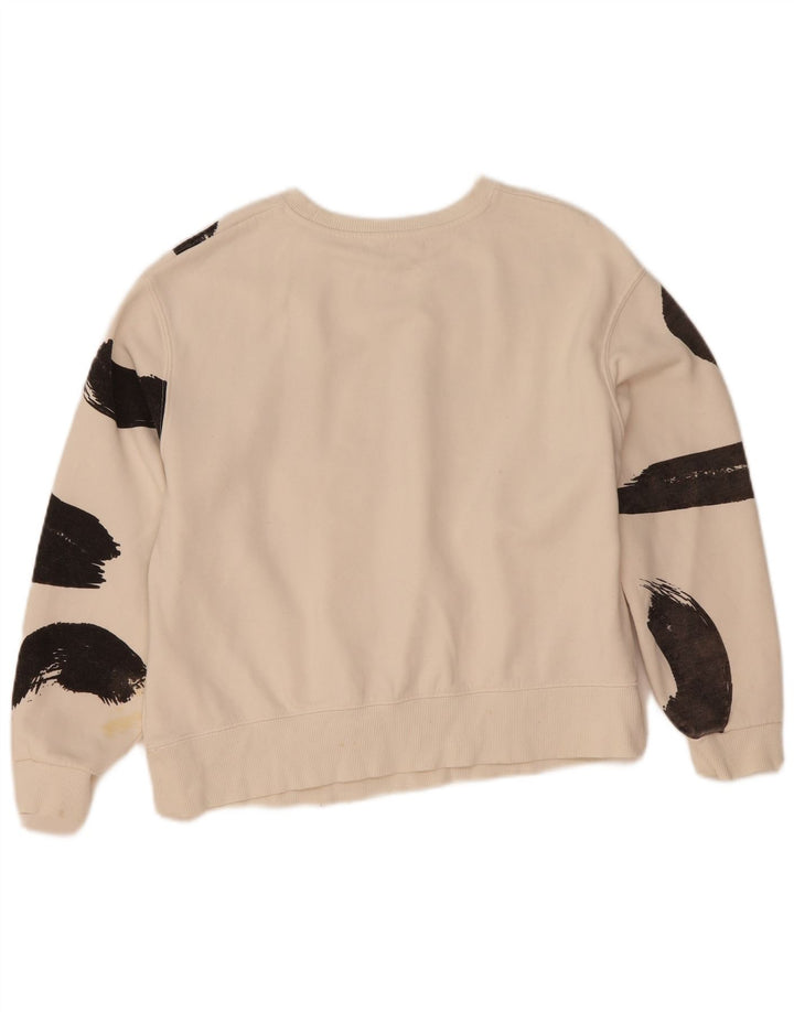 Zara Mujer Crop Sudadera Jumper UK 44 Mediano Blanco Colorblock