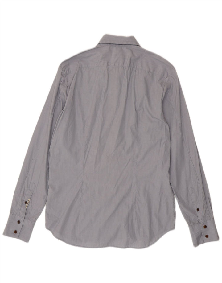 Camisa Diesel Hombre Grande Azul Rayas De Algodón